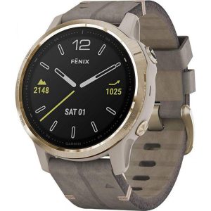 fēnix 6S - Light Gold-tone with Shale Gray Leather Band