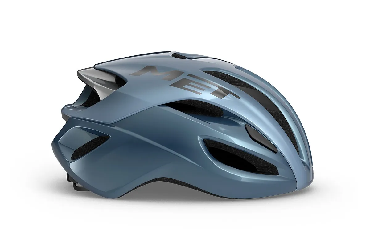 Шолом MET Rivale Mips CE Navy Silver Glossy для шосейного велоспорту вид справа