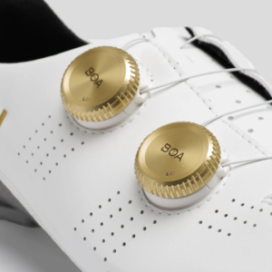 Велотуфлі Nimbl Exceed White/Gold із карбоновою підошвою та системою BOA Li2, перед