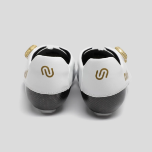 Велотуфлі Nimbl Exceed White/Gold із карбоновою підошвою та системою BOA Li2, задня частина