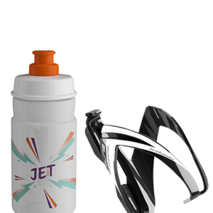 Комплект ELITE CEO: фляготримач чорнийбілий + фляга JET білийпомаранчевий 350мл