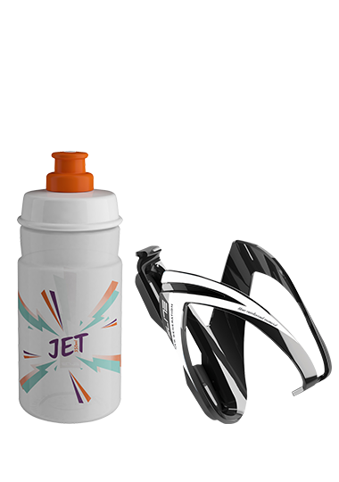 Комплект ELITE CEO: фляготримач чорнийбілий + фляга JET білийпомаранчевий 350мл