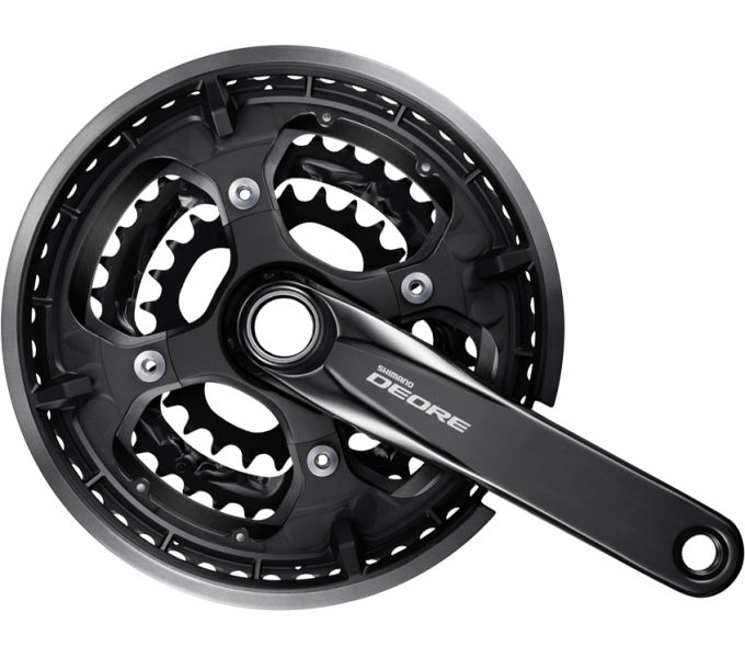Шатуни Shimano FC-M6010-3 DEORE, інтегрована вісь, 175мм 48x36x26 10-шв., пластиковий захист, чорні, OEM